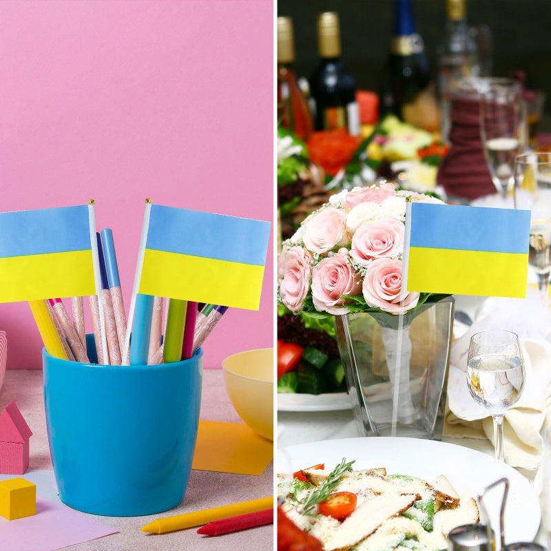 mflagperft Ukraine Flag Ukrainian Flag, Small Mini Handheld Ukraine Flags on Stick, Ideal for Party Parades Sports Events Patriotic Festival Decorations - Image 5